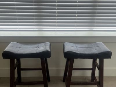 2 Sturdy Brown Wood Stools