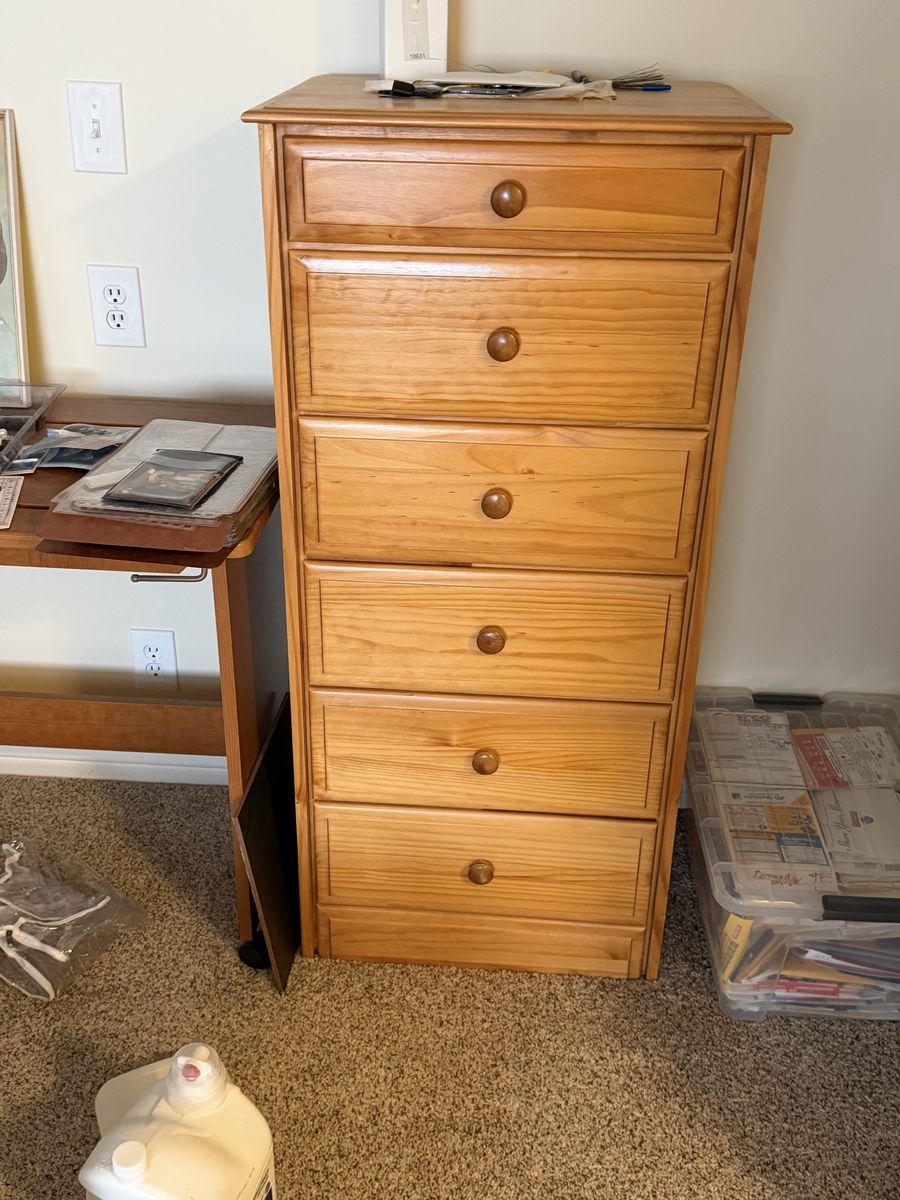 Tall Light Wood 6-Drawer Dresser Chest