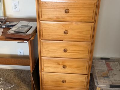 Tall Light Wood 6-Drawer Dresser Chest
