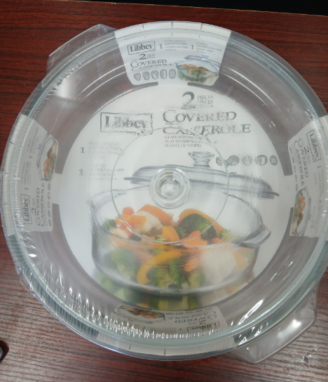 Libbey 3.2-Quart Covered Glass Casserole Dish with Lid - New 2-Piece Set-Fragiles