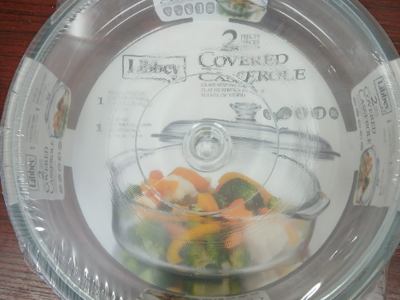 Libbey 3.2-Quart Covered Glass Casserole Dish with Lid - New 2-Piece Set-Fragiles