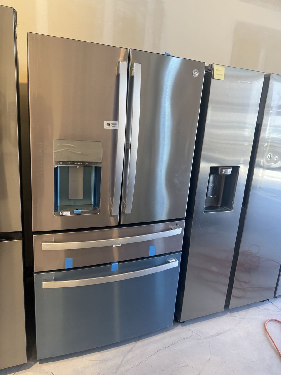 New scratch and dent GE Profile 27.9 cu. ft. 4-Door French Door Refrigerator w curbside deliver