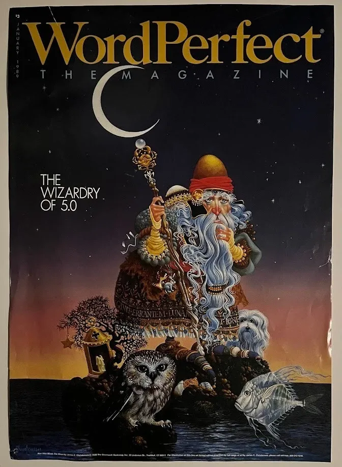 James Christensen The Man Who Minds the Moon WordPerfect Magazine Poster 17x24