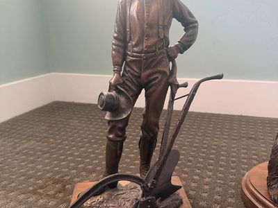 Jerry Anderson "Breaking Ground" Bronze Patina Sculpture Figurine, Western Art Decor. Limited edition