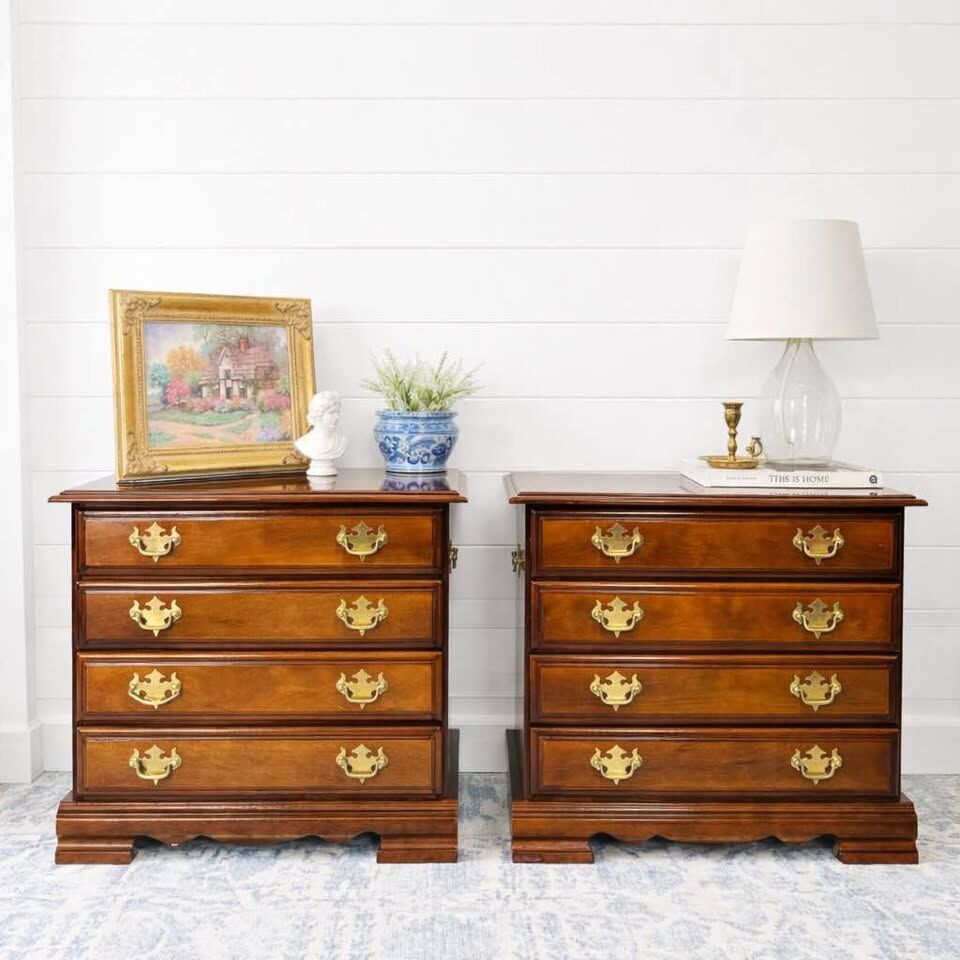 Vintage Set of XSmall 4 Drawer Nightstands | Xtra Small 4 Drawer Nightstands
