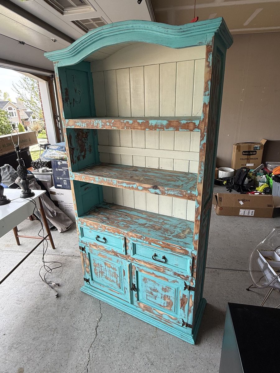 Teal Wooden Bookshelf