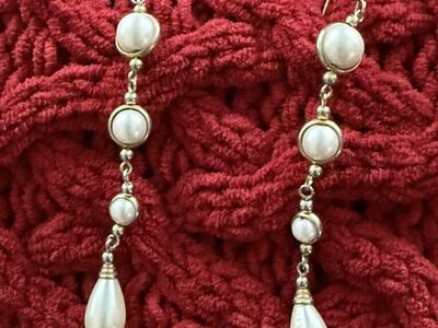 Earrings long pearl dangle earrings 4” long