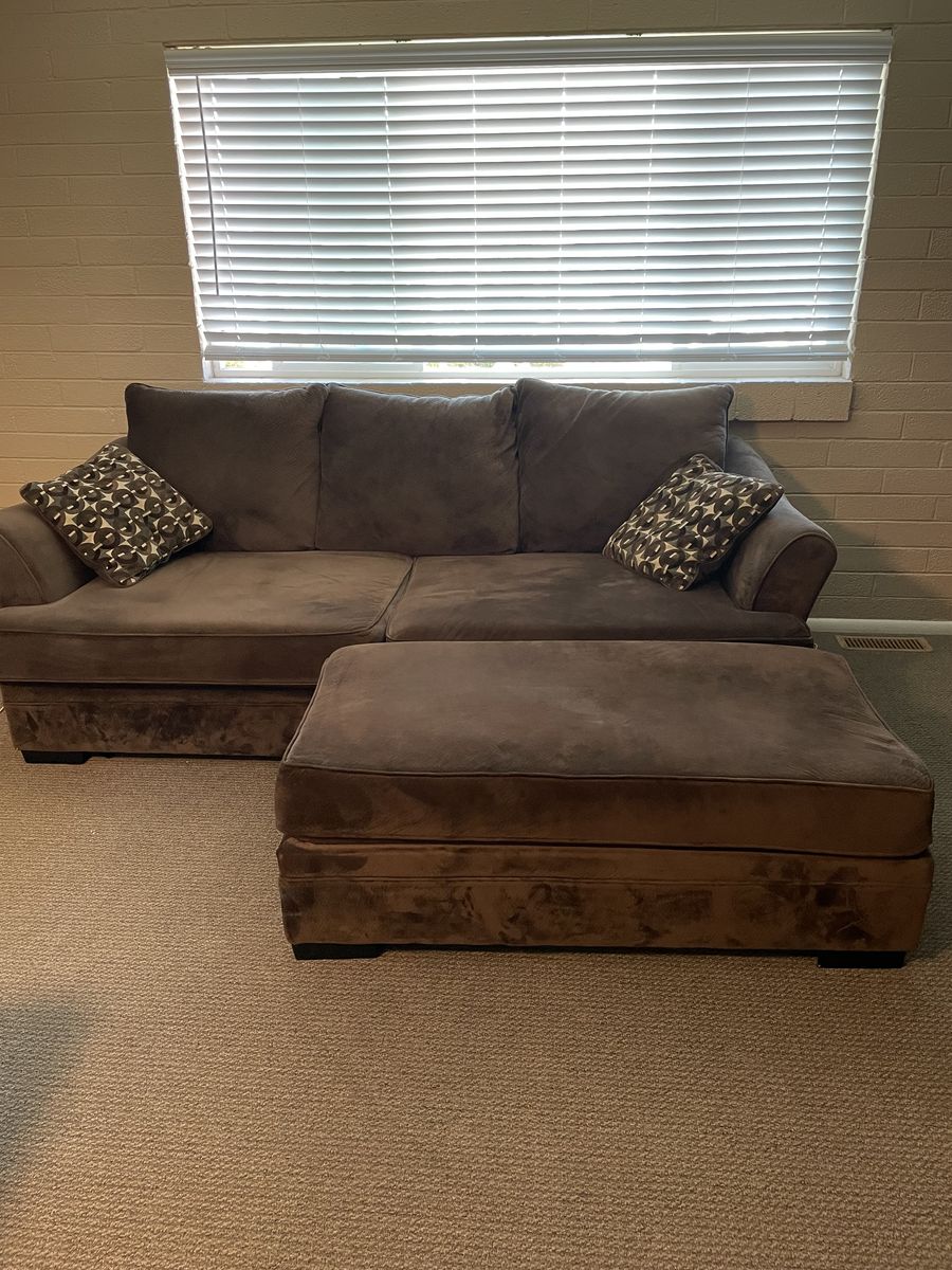Beautiful Chocolate Couch and Ottoman $150