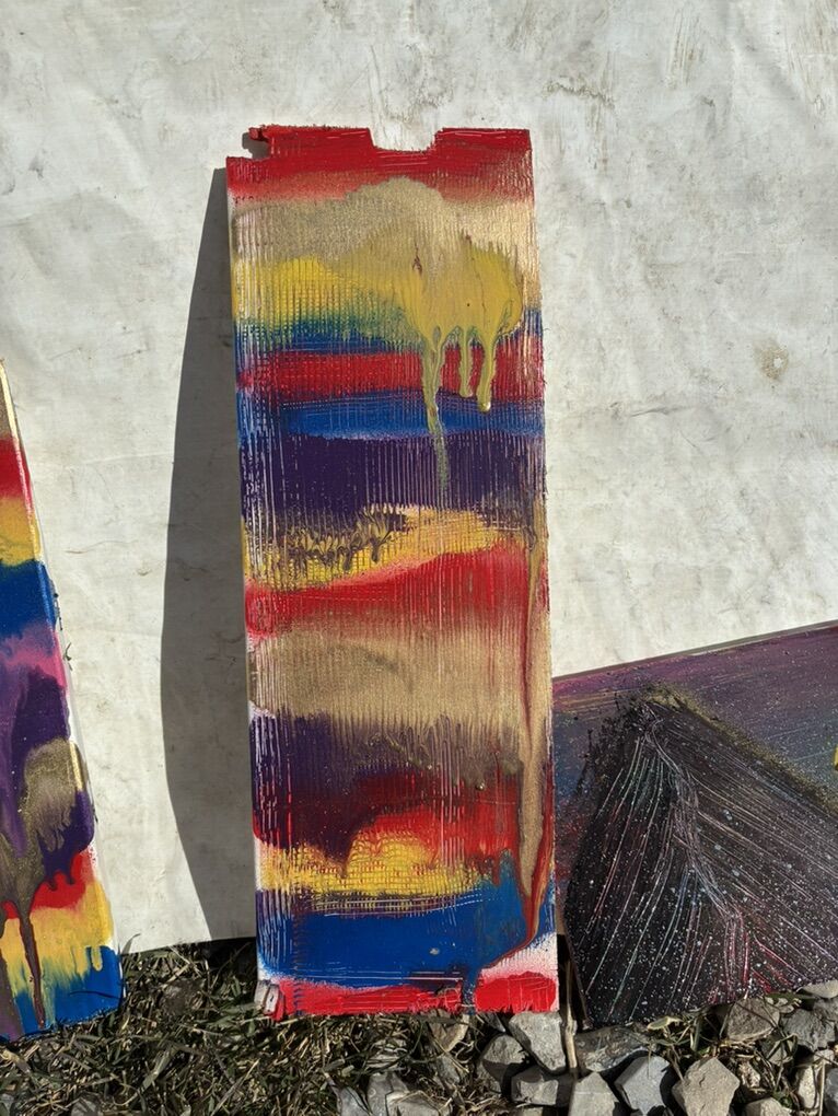 Spray Paint, Painting On Pieces Of Wood