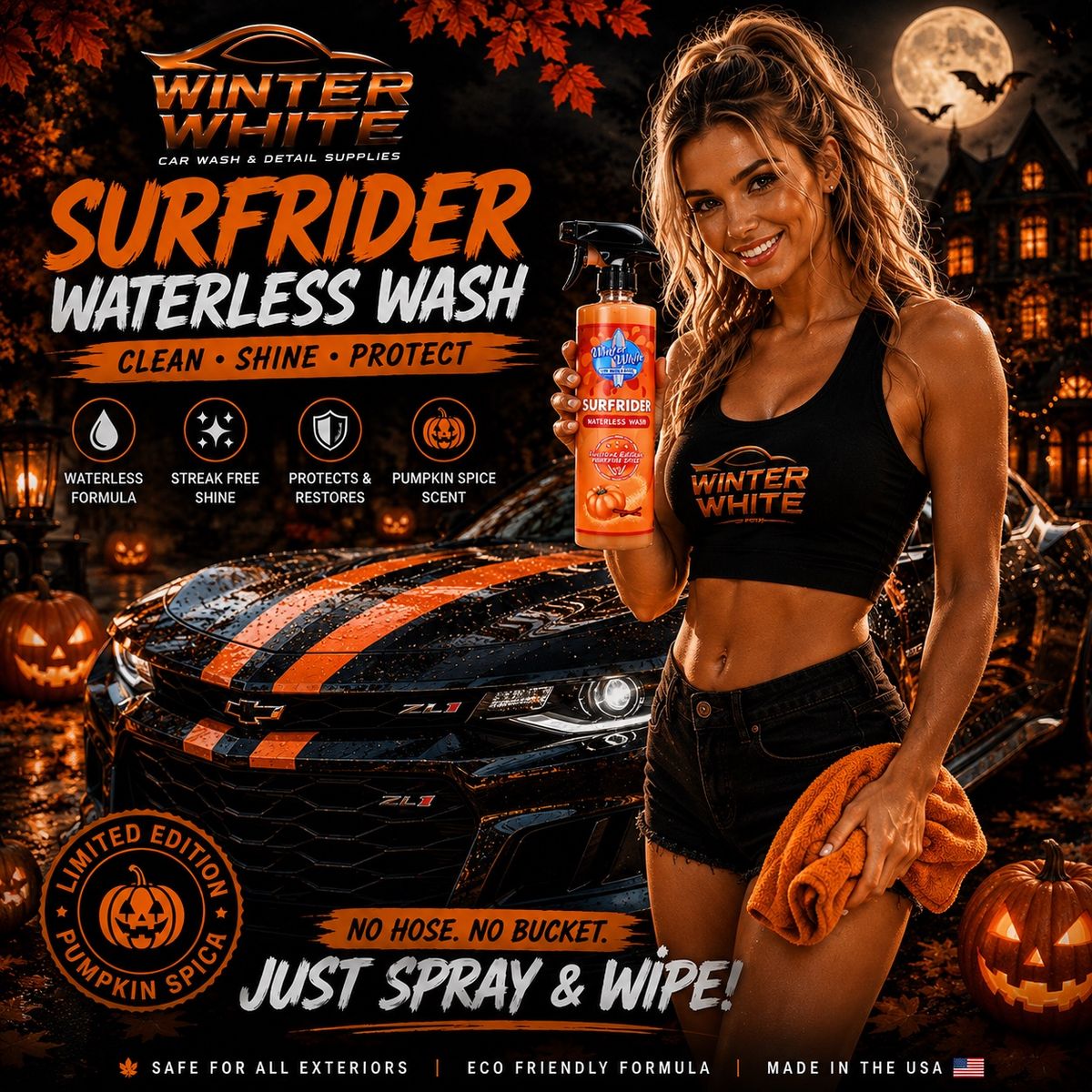 Winter White Surfrider Waterless Wash Pumpkin Spice Scent Spray Bottle