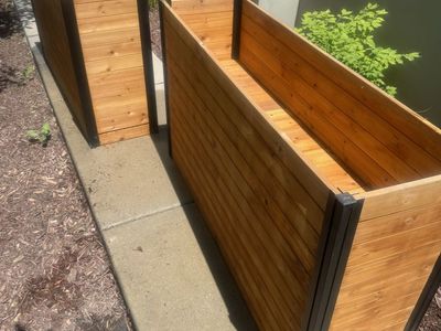 Wooden Planter Boxes - Set of 2, Natural Wood & Metal Frame, Ideal for Outdoor Gardening