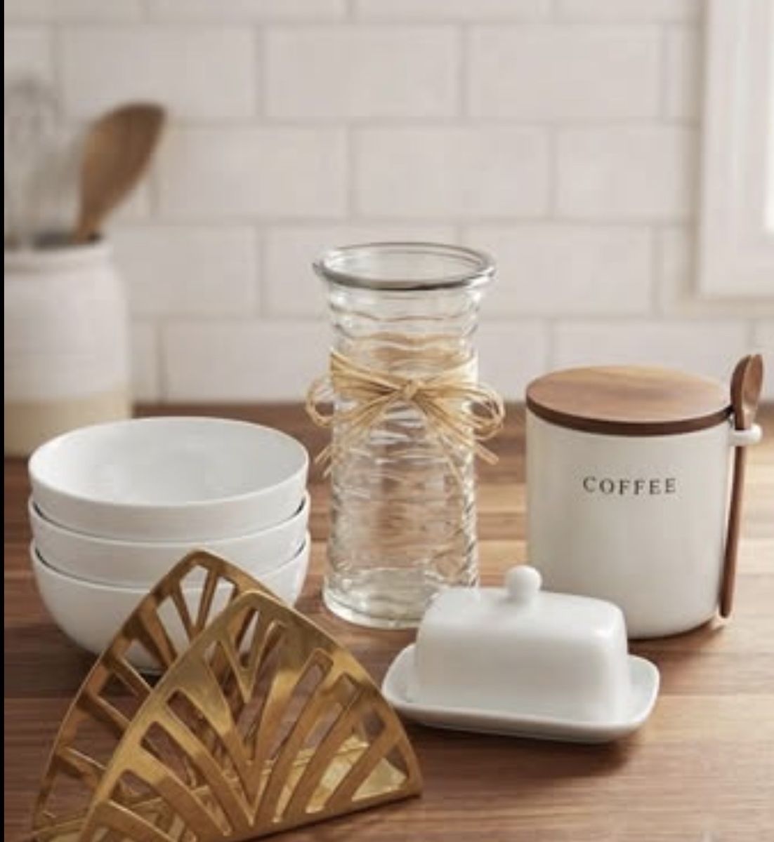 7-piece Kitchen Bundle - Hearth & Hand + Ikea: Napkin Holder, Butter Dish, Utensil Holder, Dishes, Coffee Canister