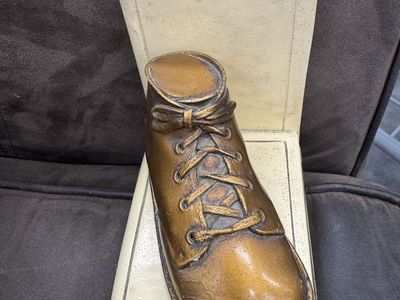 Bronzed Baby Boot Book ends Vintage art decor