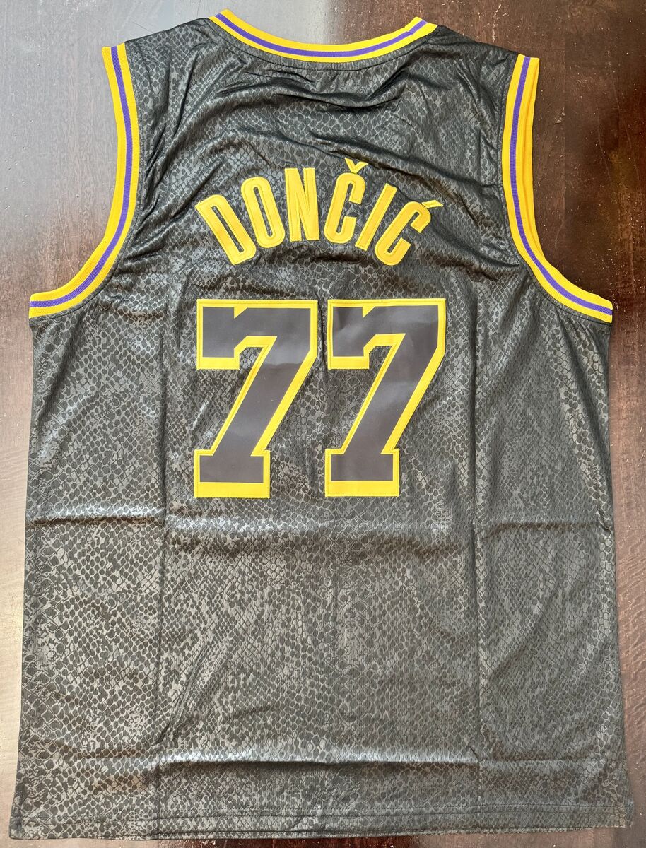 Luka Doncic (New) BLACK LA Lakers Jersey #77(Adult Large)