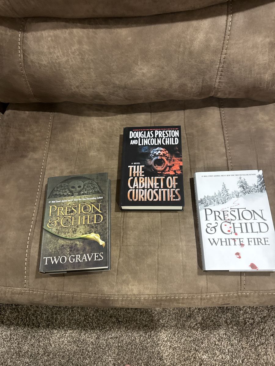 Preston & Child Hardcover Novel Lot: Two Graves, The Cabinet of Curiosities, White Fire