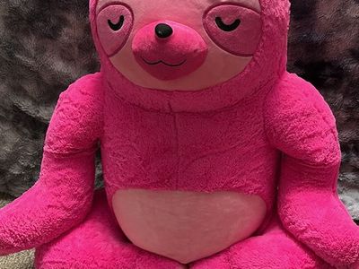 Large Pink Sloth Plush Stuffed Animal Toy, Super Soft, Approx. 3 ft Tall