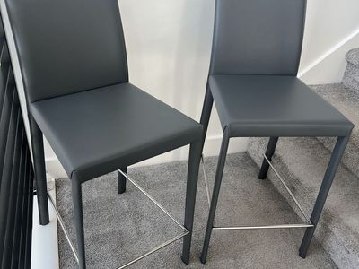Euro Style Hasina Counter Stools (Gray Faux Leather) - Set of 2