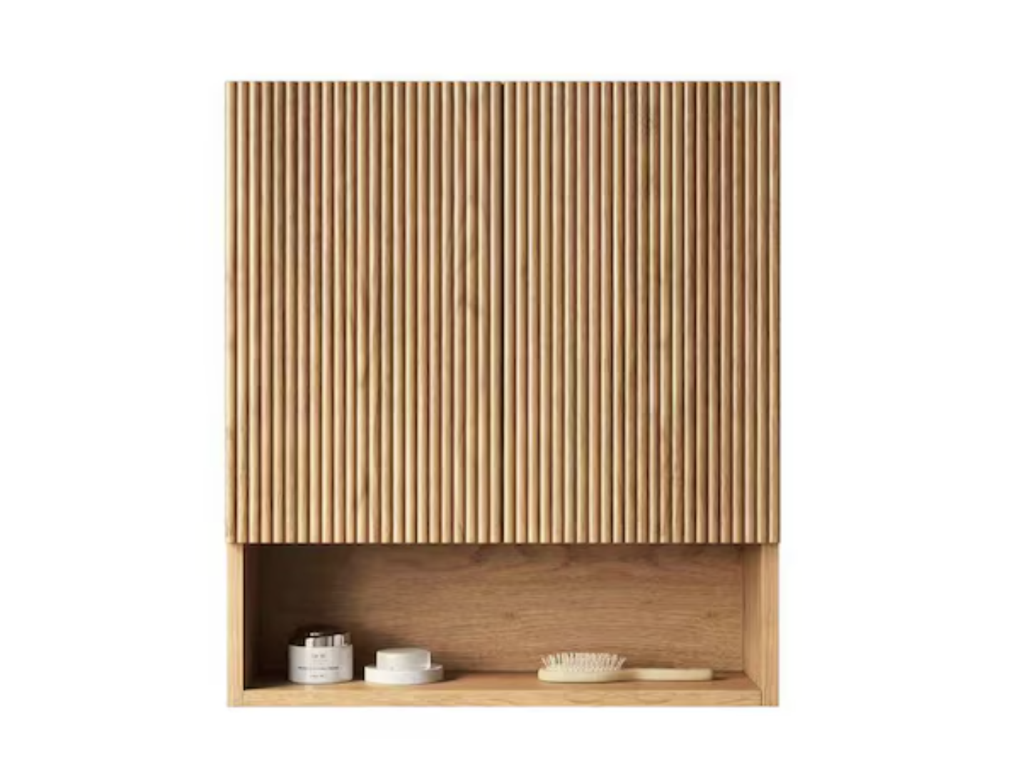 New in Box 26in Wall-Mounted Striped Bathroom Cabinet with Doors Shelf and  Storage Compartment Over The Toilet Storage Cabinet