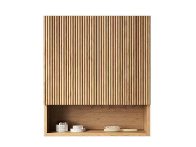 New in Box 26in Wall-Mounted Striped Bathroom Cabinet with Doors Shelf and Storage Compartment Over The Toilet Storage Cabinet
