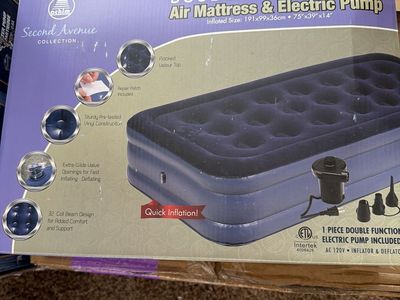 Achim Second Avenue Twin Double High Air Mattress with Electric Pump - Flocked Velour Top