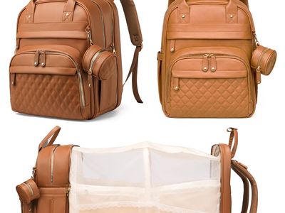 Brand new Brown PU Leather Diaper Bag Backpack with Foldable Changing Station