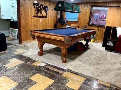 Beautiful pool table + antique pool light