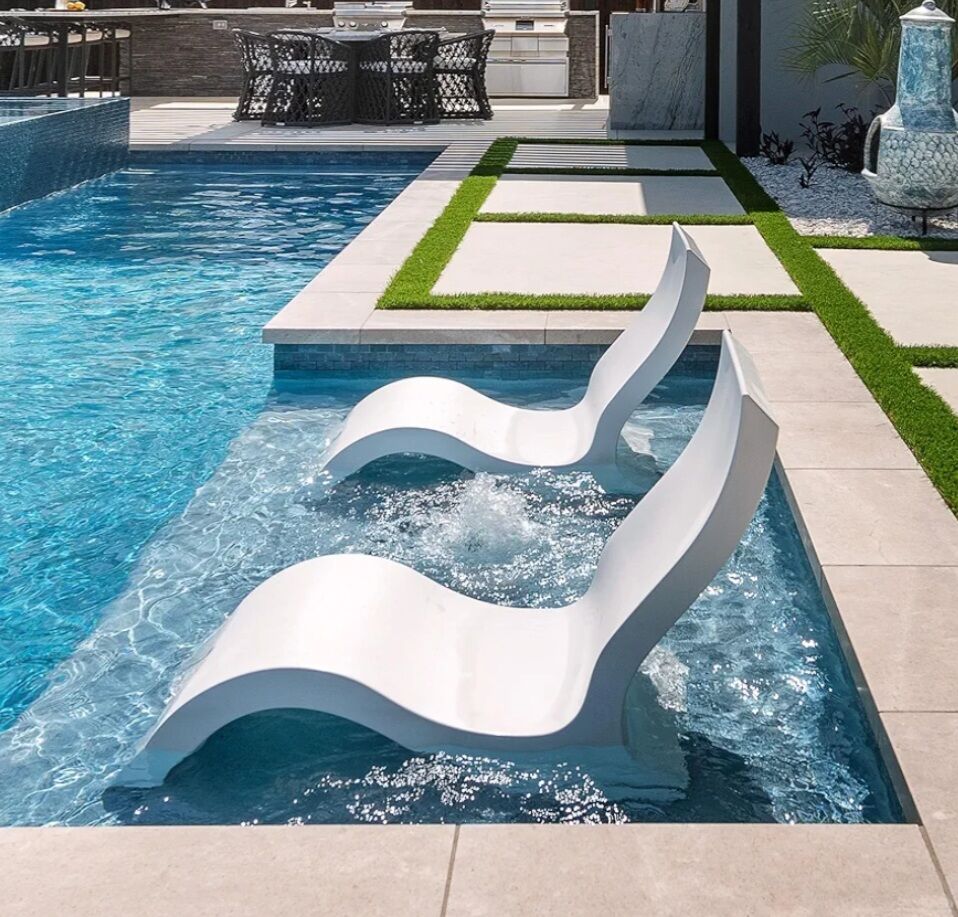 New in Box Set of 2 Ledge Lounger Signature Lowback Chair for in Pool or On-Deck
