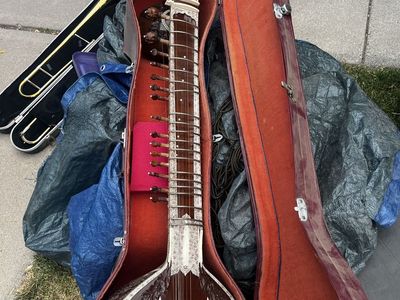 Vintage Indian Sitar with Hard Case - Traditional String Instrument, Good Condition