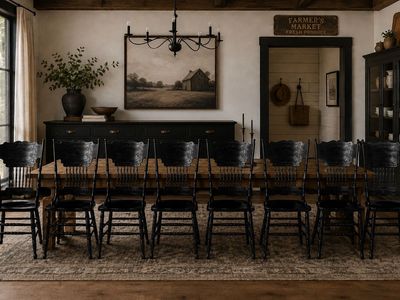 Beautiful Set Of 8 Pressed Back Vintage Dining Chairs