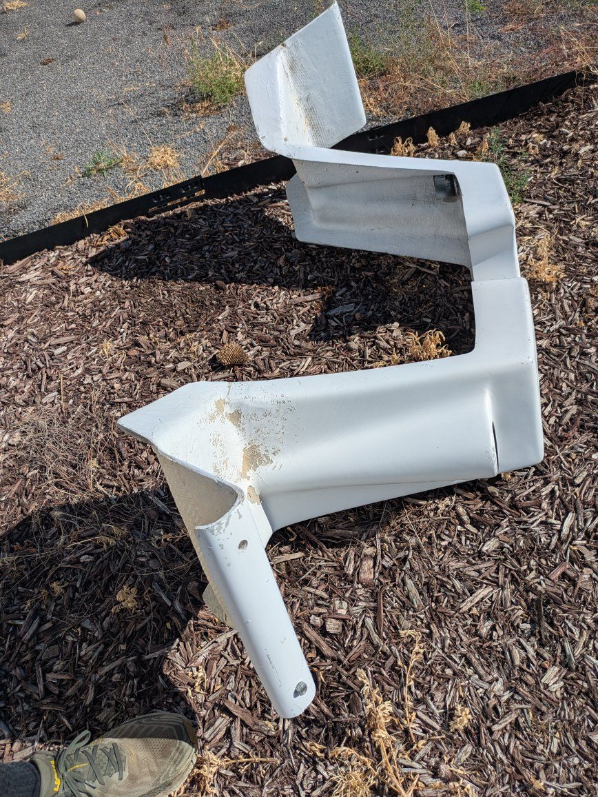 White Fiberglass drift Boat rear brace