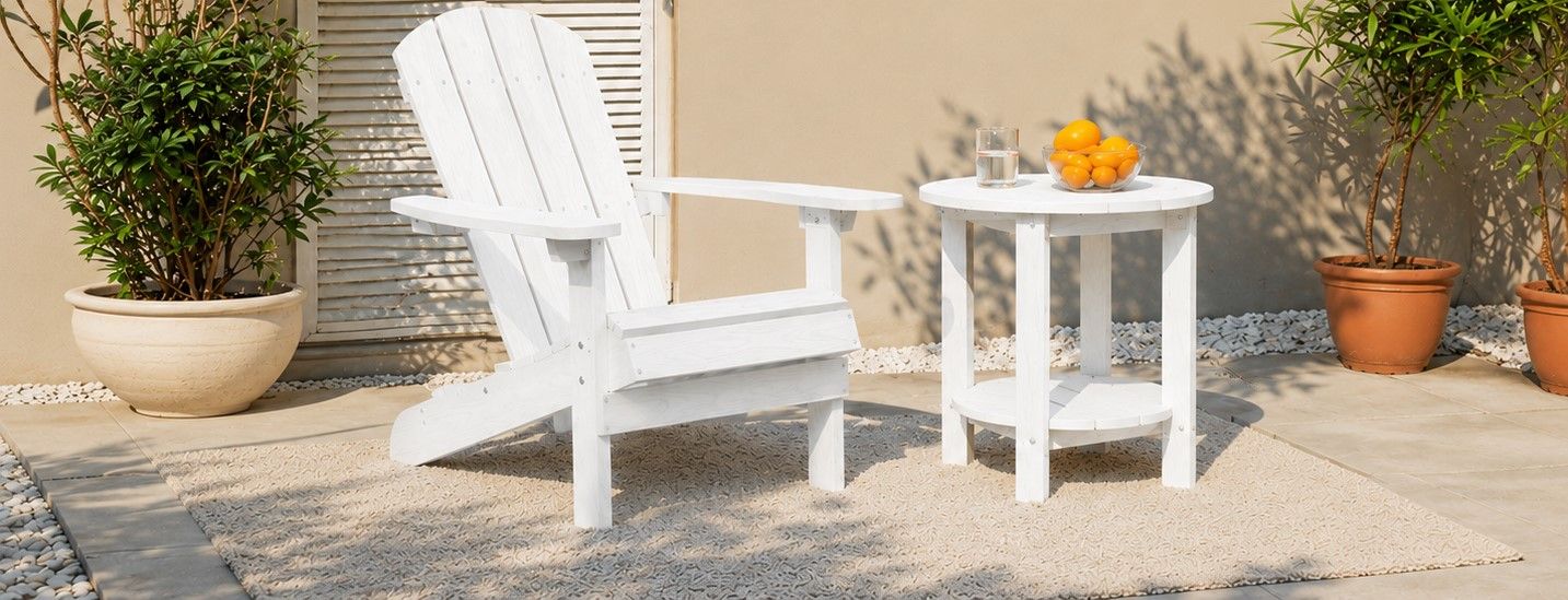 NEW! Adirondack Chair, All-Weather Comfort – White (table sold separately)