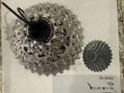 Ultegra 12 speed cassette 11-30 excellent condition, like new bike saddles for sale also