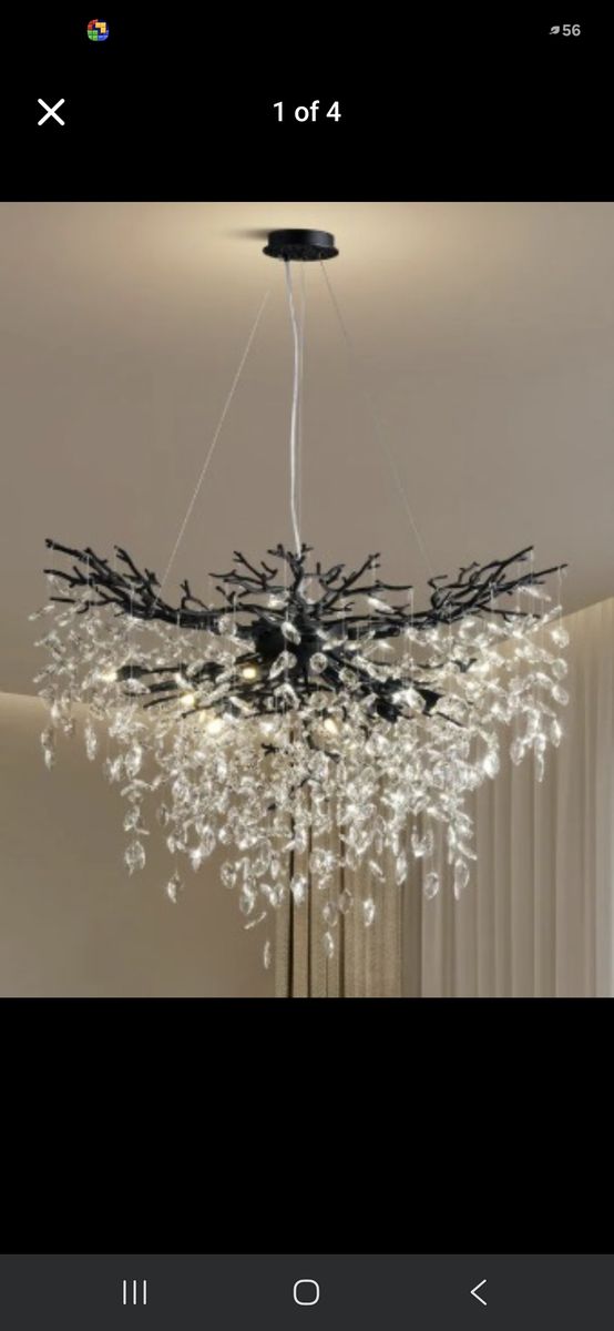Branch Crystal Chandelier, 600-1200mm Diameter, Marquise Crystal Pendant Light - 40in - Black
