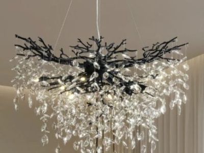 Branch Crystal Chandelier, 600-1200mm Diameter, Marquise Crystal Pendant Light - 40in - Black