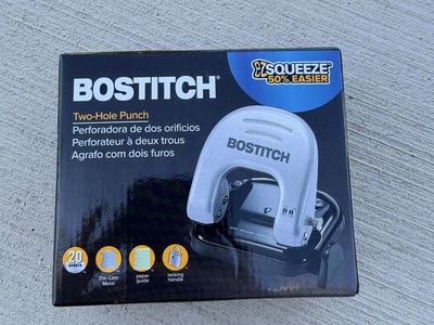Bostitch EZ Squeeze 20 Sheet Capacity Two-Hole Paper Punch with Box