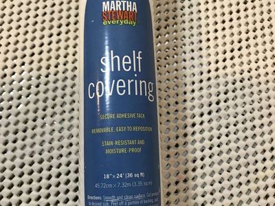 PICK 1 or more: Martha Stewart White Shelf Covering, Secure Adhesive Tack, Removable, 18”x24’, New