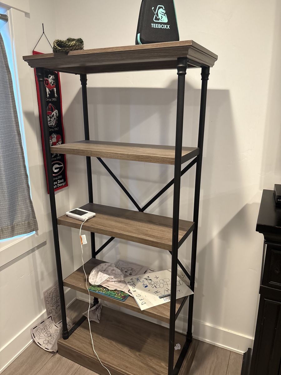 Industrial Style 5-Tier Bookshelf - Wood & Metal Open Bookcase Storage Display