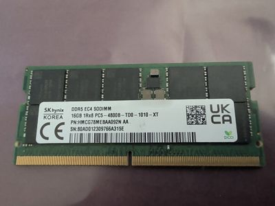 SK Hynix 16GB DDR5 4800MHz Laptop RAM SODIMM PC5-4800B 1Rx8 EC4
