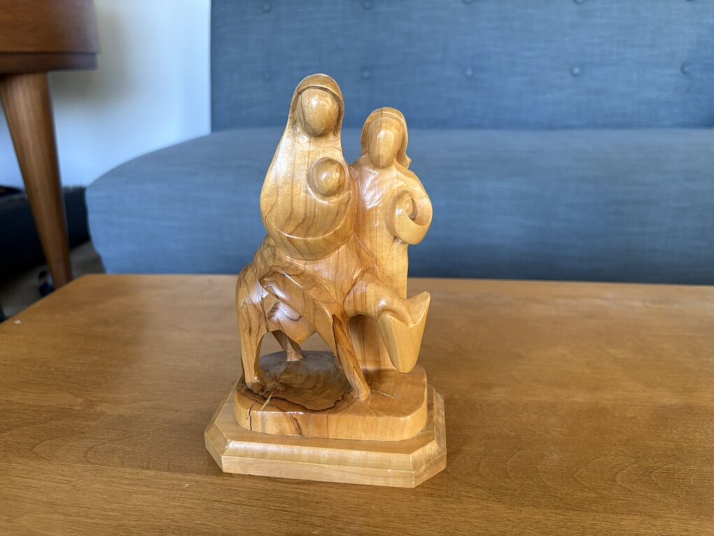 Carved Olive Wood Holy Family Figure