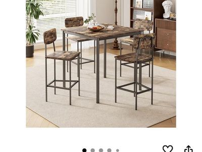 Dinning Table And 4 Chairs, Rustic Brown