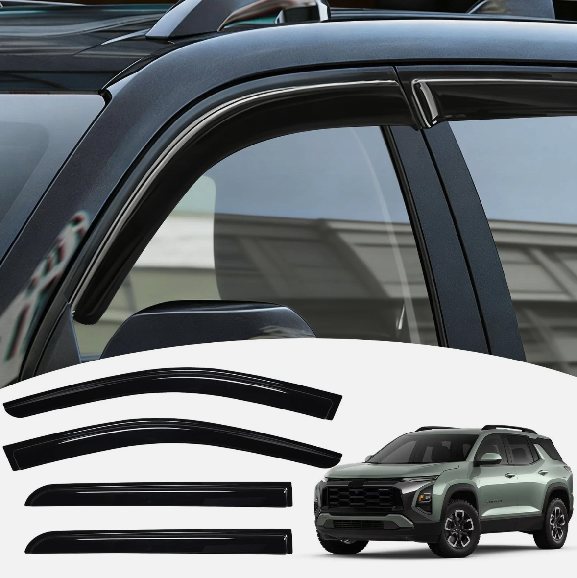 Window Visors Rain Guards for 2025 2026 Chevy Equinox Out-Channel 4pc Black