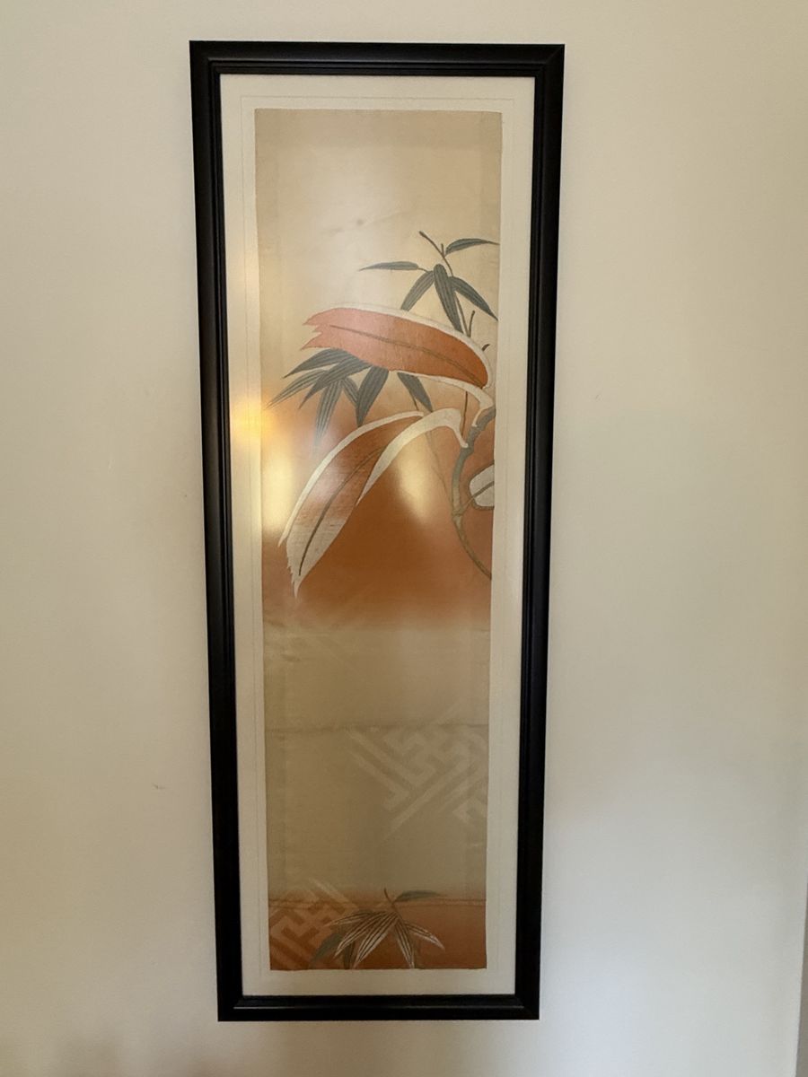 Framed Japanese-Style Botanical Art Print - Tall, Narrow Wall Decor