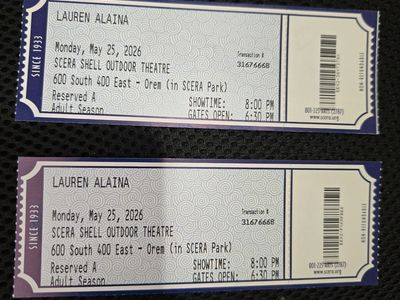 Lauren Alaina Tickets (2) May 25 @ Scera Shell