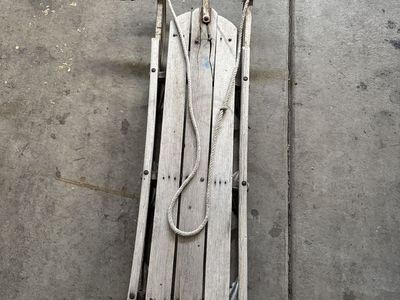 Vintage Wooden Sled with Rope Pull - Classic Winter Fun Gear