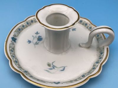 Very Nice Haviland Limoges Porcelain Candle Holder w/Blue Trim - France