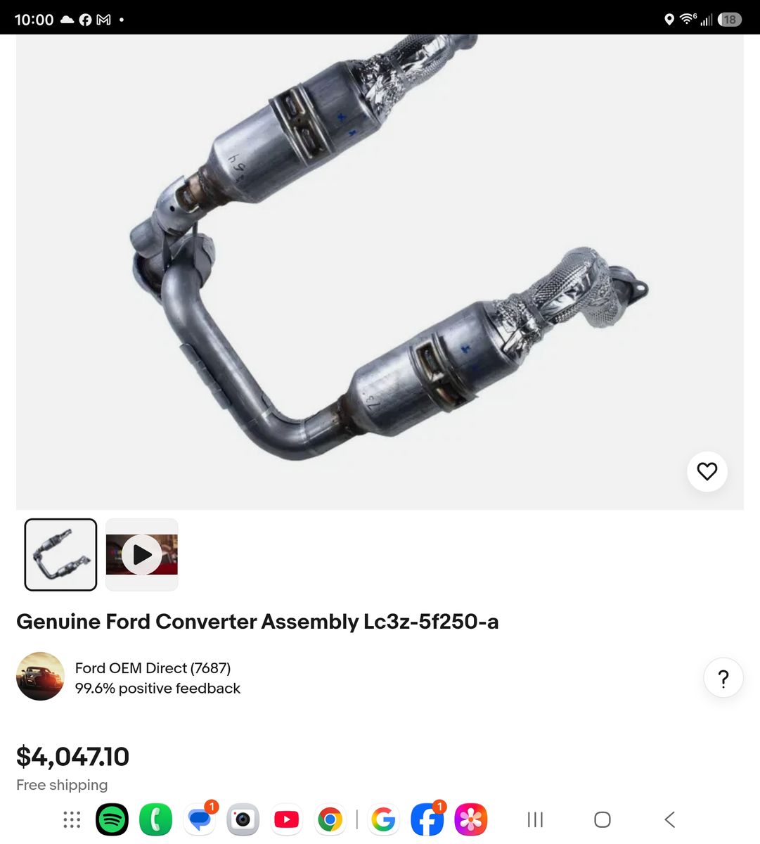 Genuine Ford Catalytic Converter Assembly LC3Z-5F250-A OEM