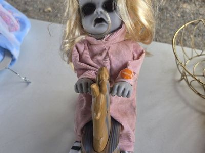 Animated Creepy Spooky Rocking Doll Halloween Prop