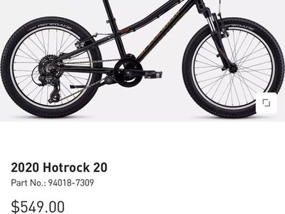 Specialized Hotrock 20 Kids Mountain Bike - 2020 Model, Black, 20-inch Wheels