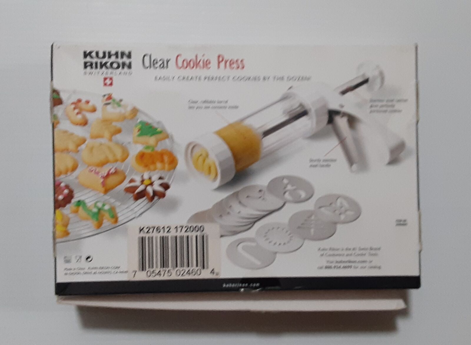 Kuhn Rikon Switzerland Clear Cookie Press - New