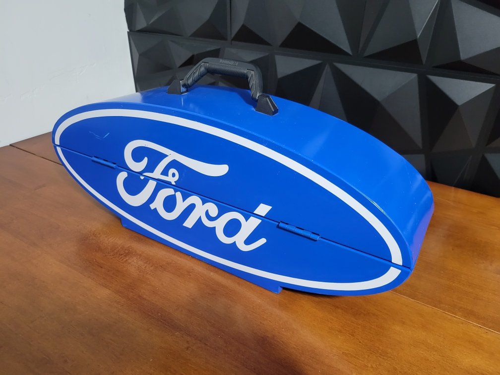 Goboxes Ford Logo Portable Metal Tool Box Toolbox F 1000V Blue. Excellent Conditions!